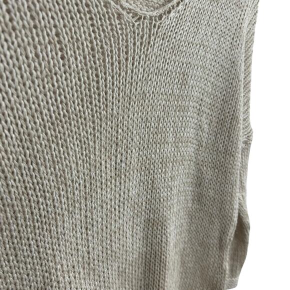Tart Beige Open Knit Sweater M Coastal Grandma Minimalist Quiet Luxury Layering - Picture 3 of 7
